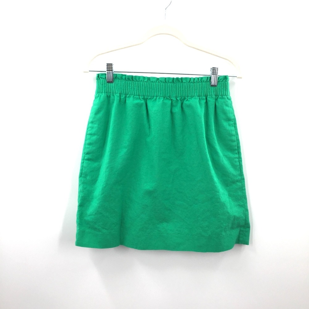 J Crew spring Lime green Recycled Cotton a-line Skirt classic preppy‎ 4